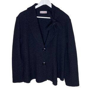 Eva Tralala Black Boiled Wool Jacket Blazer w/ Bow Detail, Versatile Coat,Medium